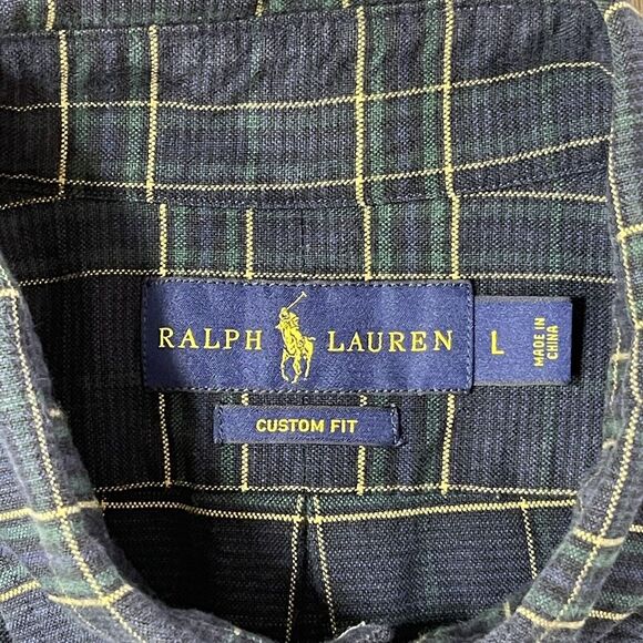 Ralph Lauren Shirt‎ Mens Large Blue Yellow Plaid Button Up Long Sleeve Casual - Picture 7 of 10